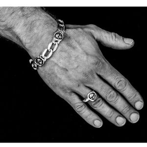 Bloodline hand made wax stamp skull bracelet unisex - never worn